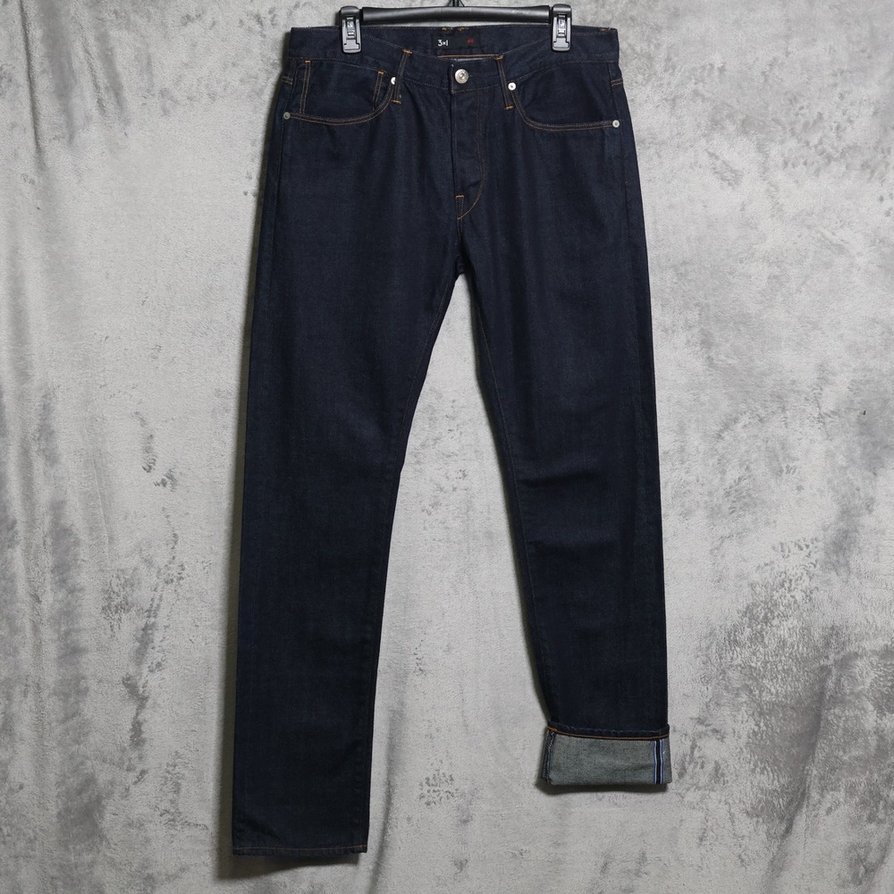 3x1 Jeans Mens 33x33 Blue M3 Selvedge Denim Raw Indigo Straight Leg Made in USA
